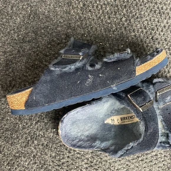 Birkenstock Blue Sandals Fur lined Size 36/ 6-6.5 - Picture 5 of 6